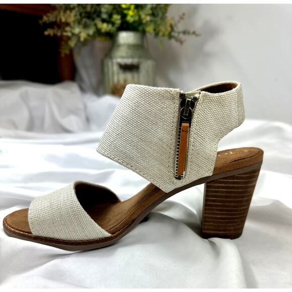 Toms Majorca Cutout Side Zipper Sandal Natural 8 - Picture 12 of 16